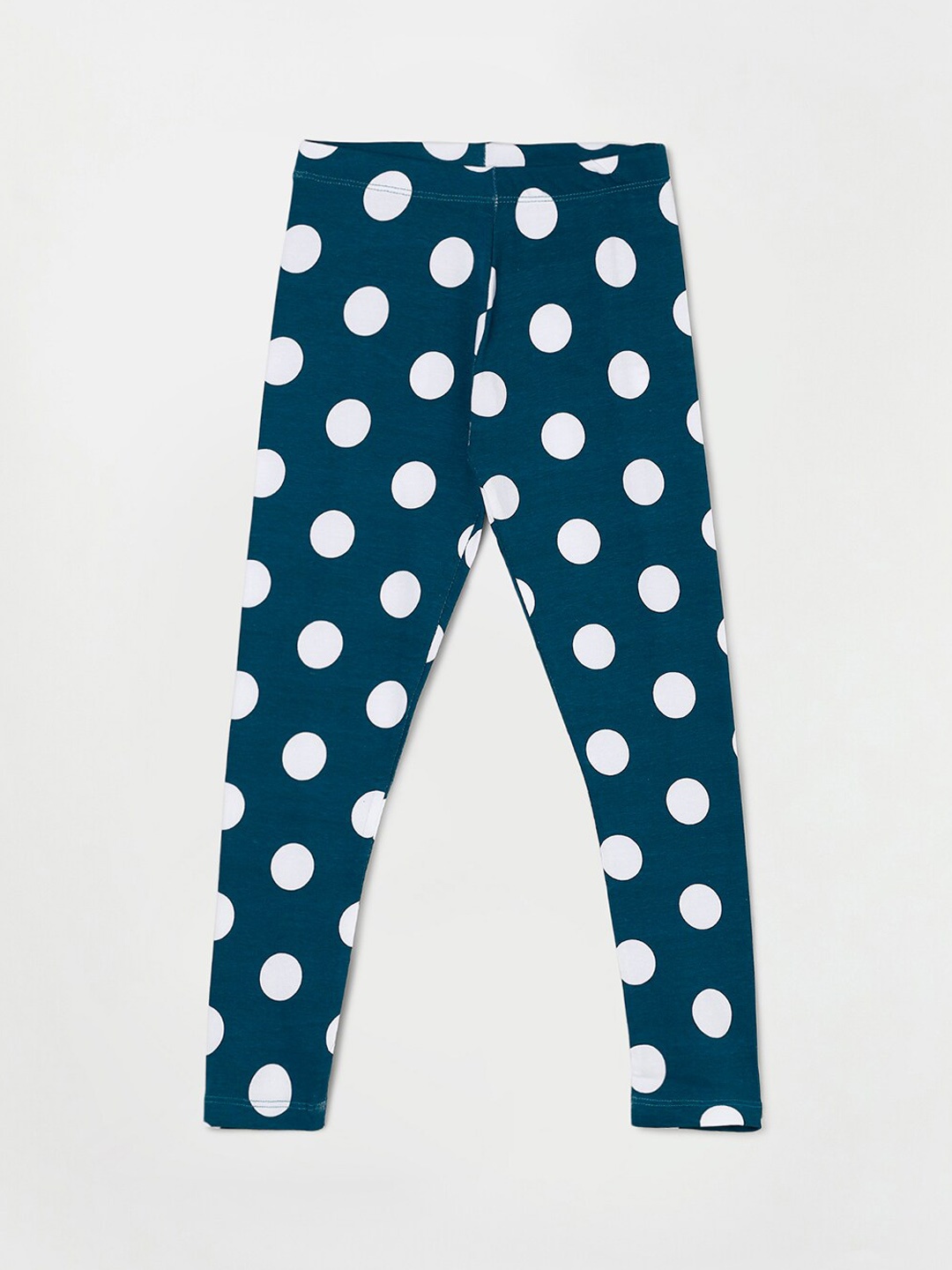 

Fame Forever by Lifestyle Girls Teal Blue & White Polka Dot Printed Leggings