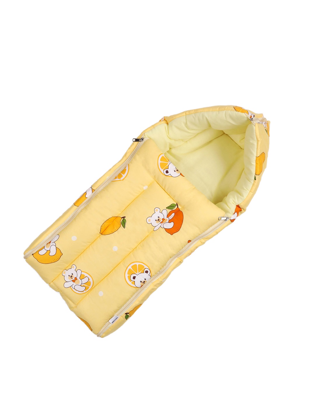 

KICKS & CRAWL Infant Kids Yellow & White Printed Cotton Baby Carry Nest