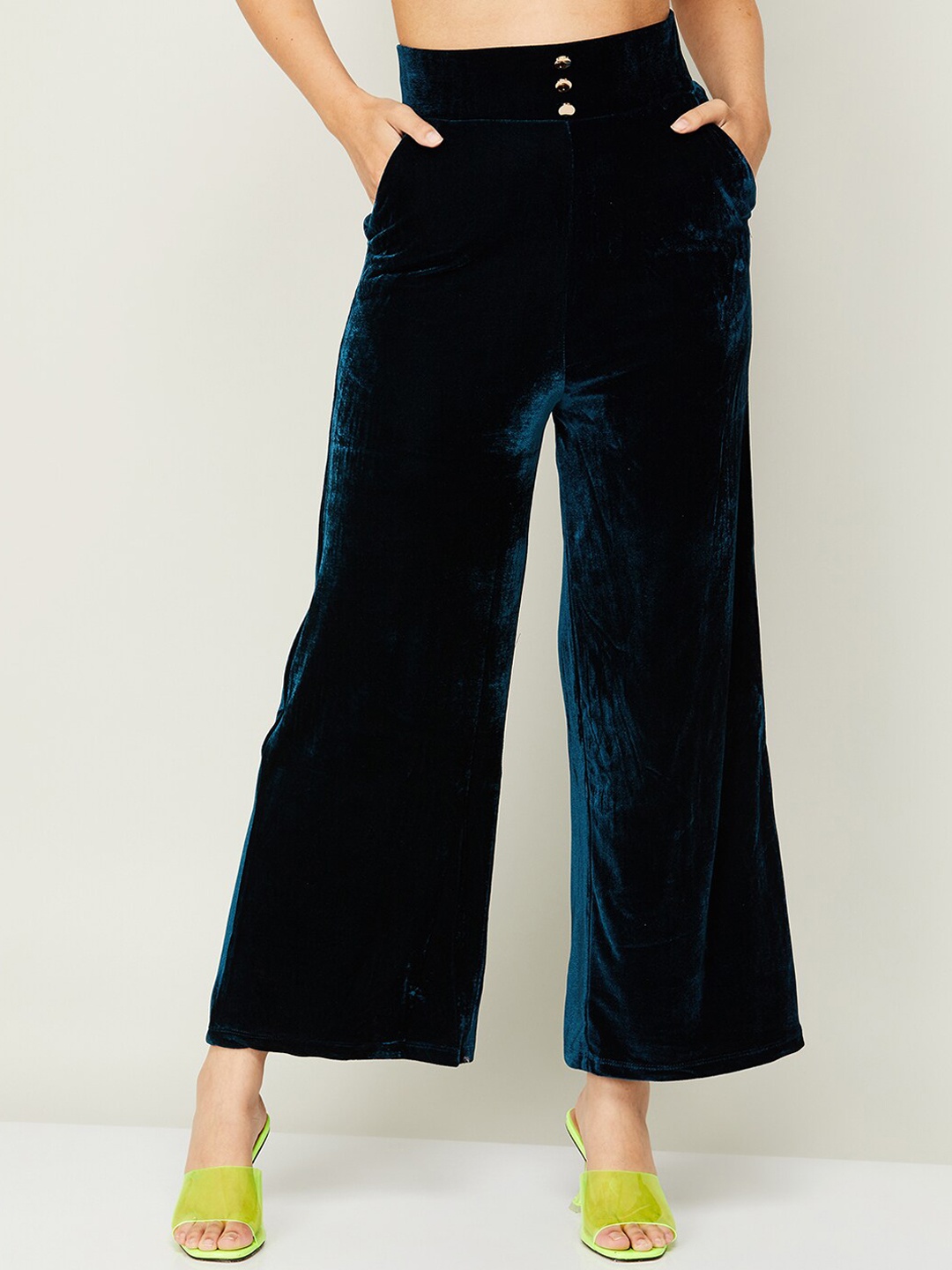 

Ginger by Lifestyle Women Teal Green High-Rise Trouser