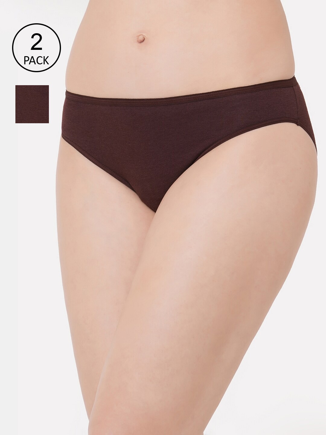 

Inner Sense Women Pack Of 2 Brown Antimicrobial Organic Cotton Bikini Briefs