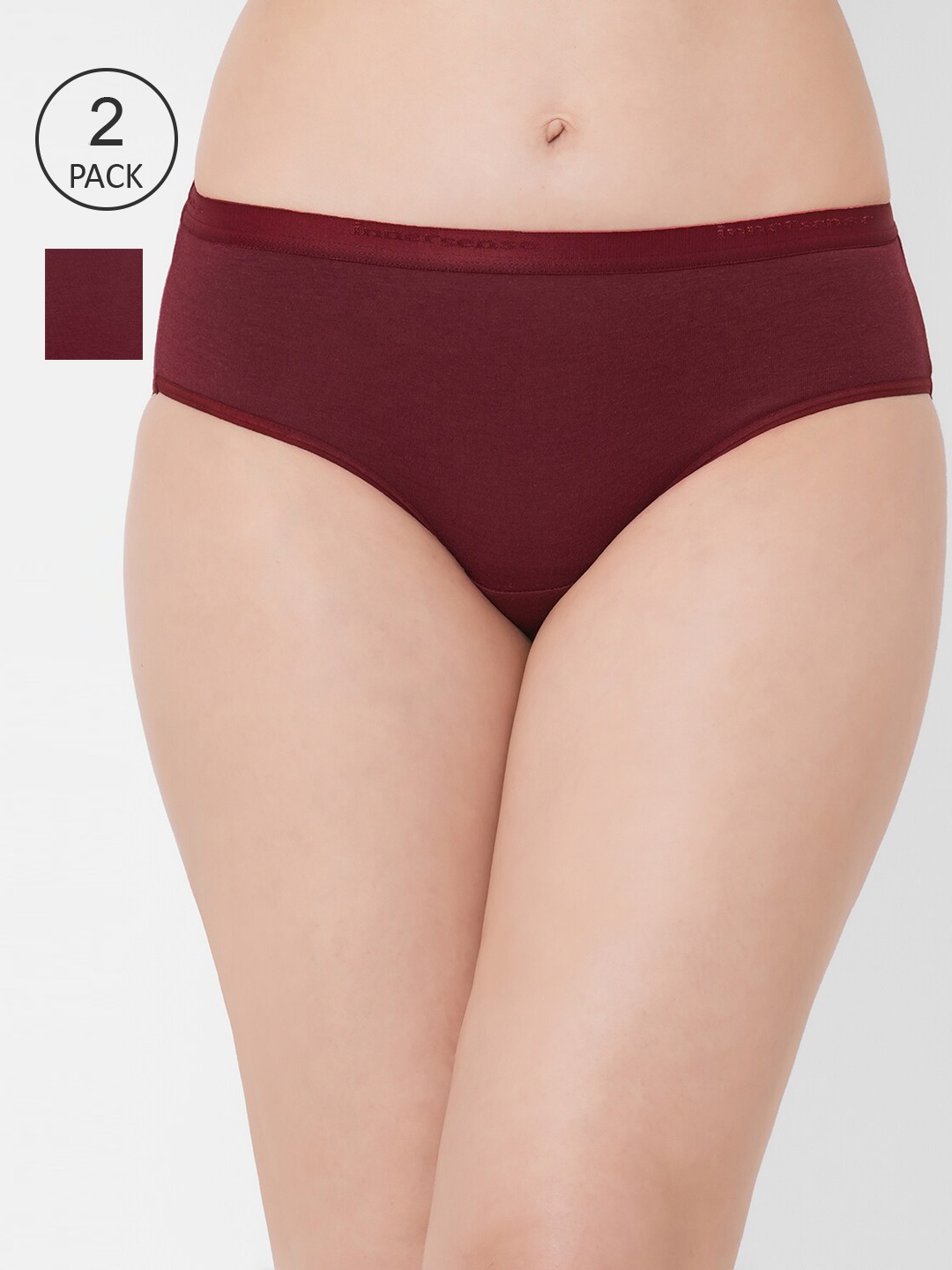 

Inner Sense Women Pack Of 2 Antimicrobial Organic Cotton Hipster Briefs, Maroon