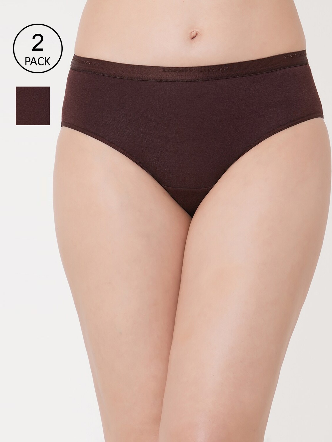 

Inner Sense Women Pack Of 2 Antimicrobial Hipster Briefs, Brown