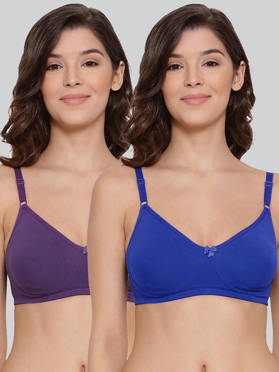 

LYRA Pack Of 2 Blue & Purple Non Padded Cotton Bras