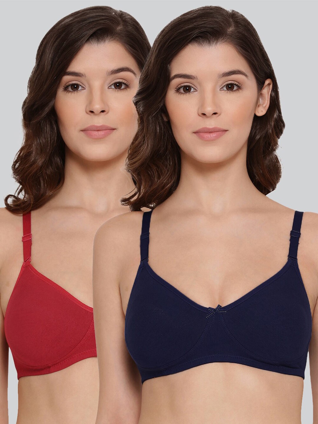 

LYRA Pack Of 2 Printed Combed Cotton Wirefree Secret Support Bra with Detachable Strap, Red