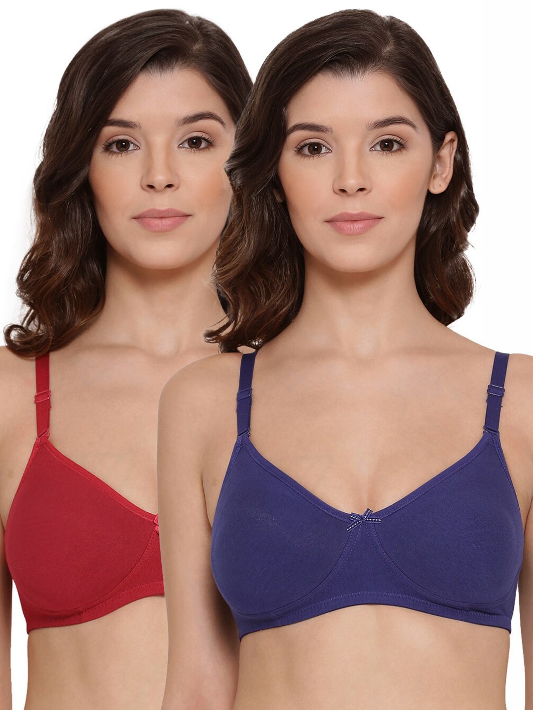 

LYRA Pack Of 2 Maroon & Navy Blue Non Padded Cotton Bras