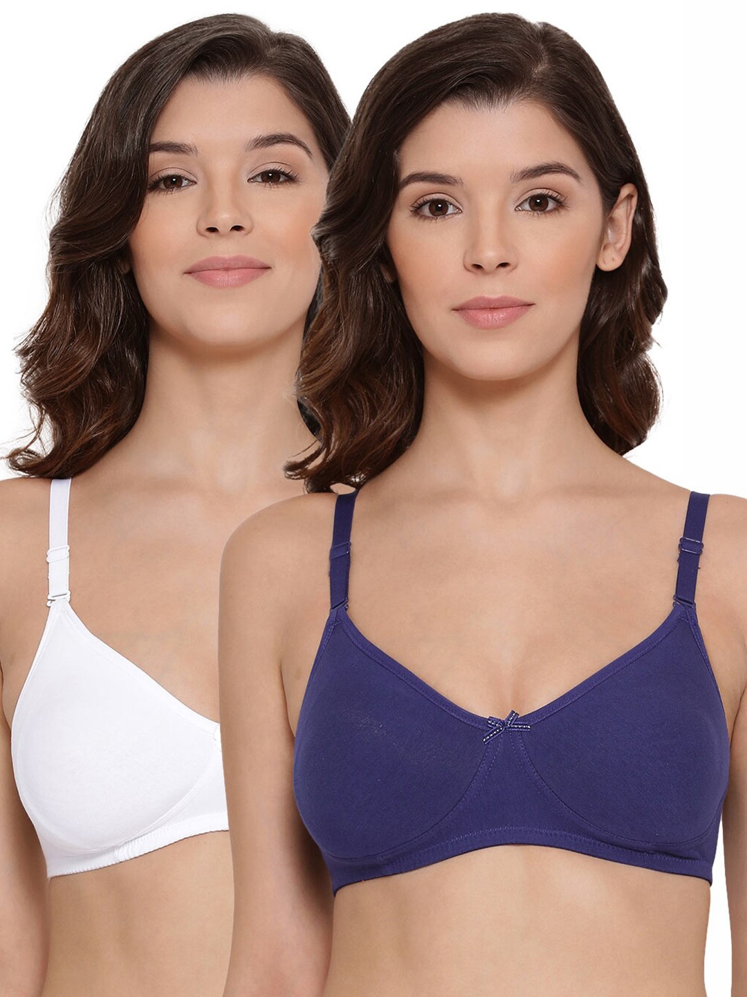 

LYRA Pack Of 2 White & Navy Blue Non Padded Cotton Bras