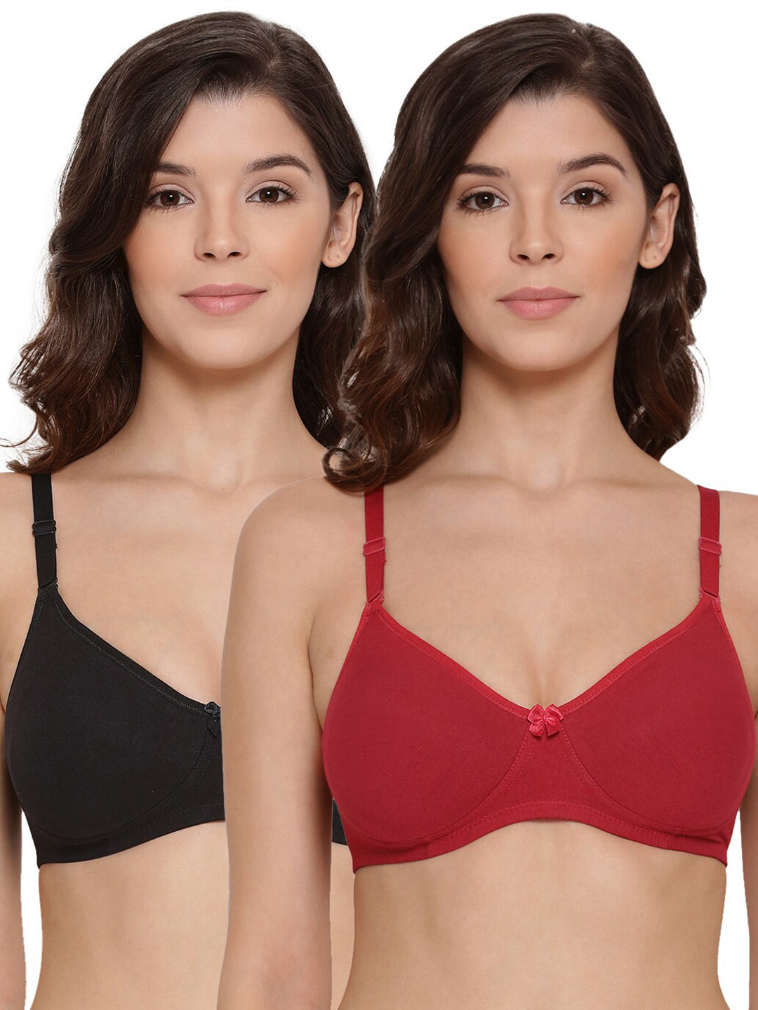 

LYRA Pack Of 2 Combed Cotton Wirefree Secret Support Bra with Detachable Strap, Black