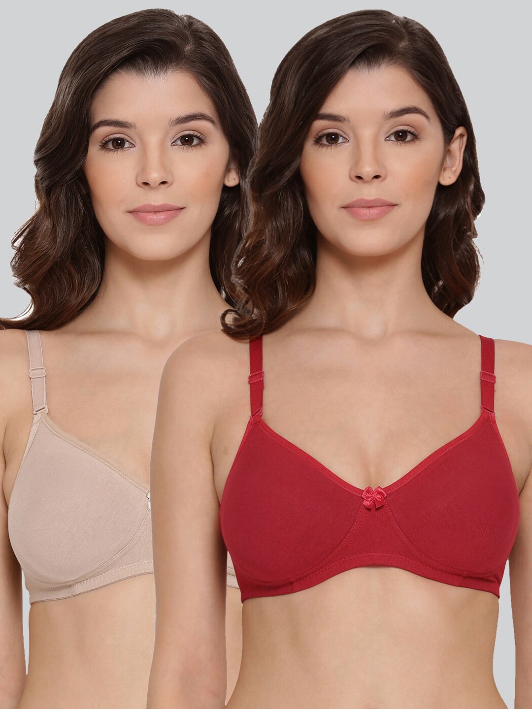 

LYRA Pack Of 2 Combed Cotton Wirefree Secret Support Bra with Detachable Strap, Maroon