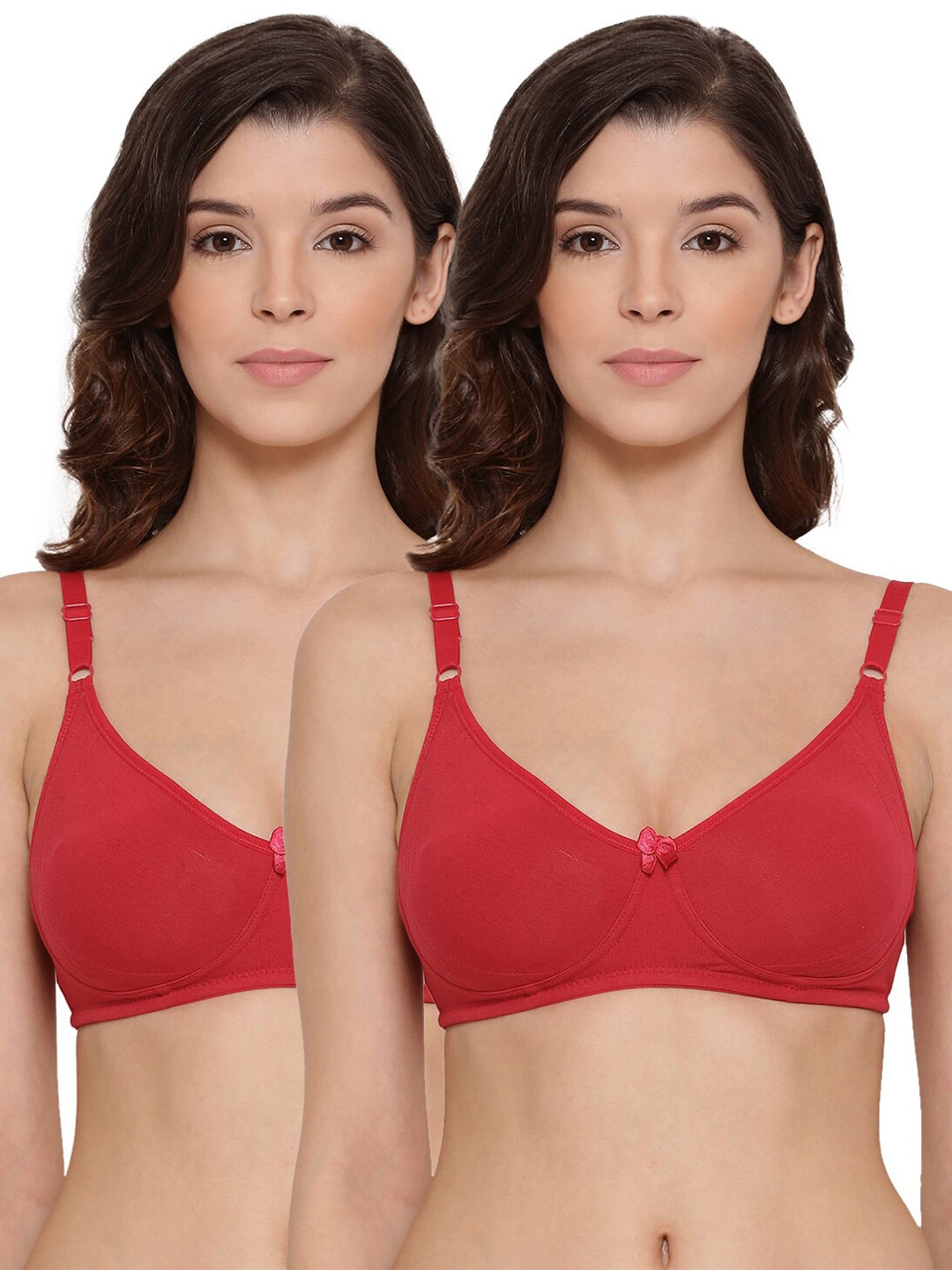 

LYRA Pack Of 2 Combed Cotton Seamless Moulded Encircled Bra, Red