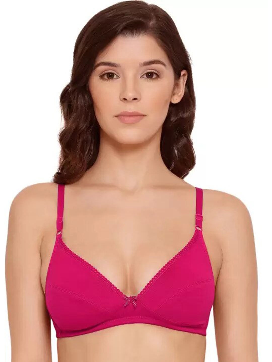 

LYRA Premium Cotton Plunge Neck Line Comfort Bra, Fuchsia