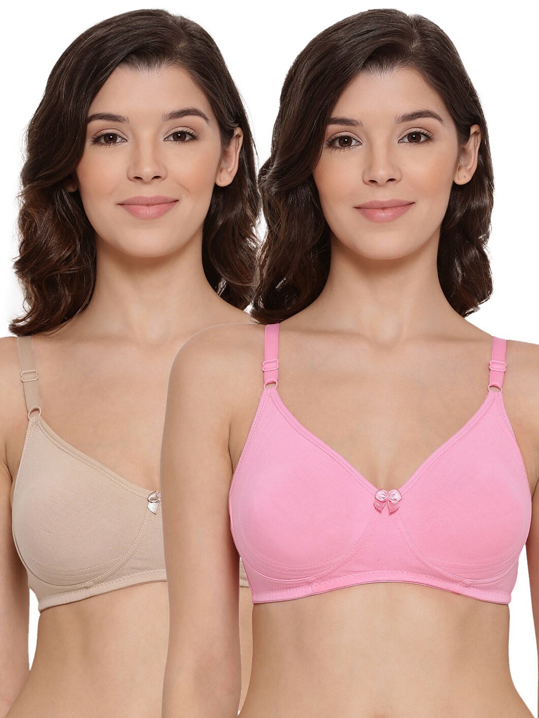 

LYRA Pack Of 2 Combed Cotton Seamless Moulded Encircled Bra, Beige