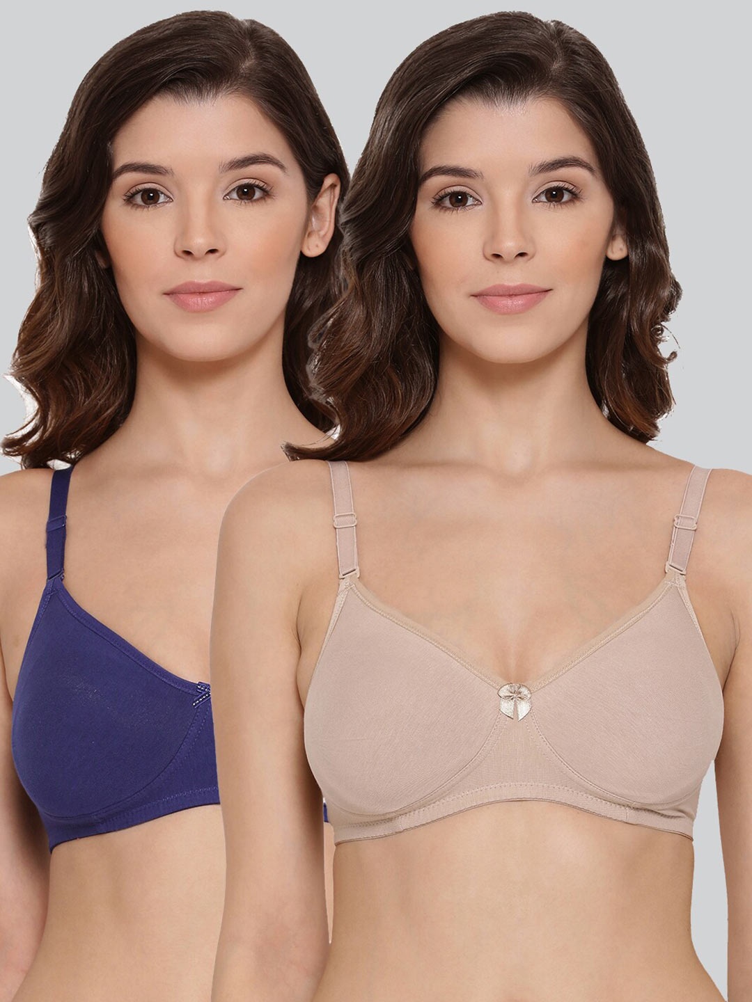 

LYRA Pack Of 2 Combed Cotton Wirefree Secret Support Bra with Detachable Strap, Blue