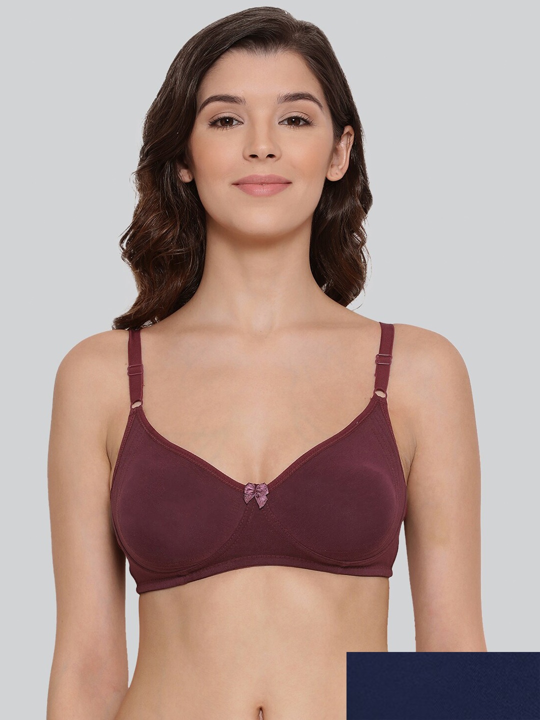 

LYRA Pack Of 2 Combed Cotton Seamless Moulded Encircled Bra, Maroon