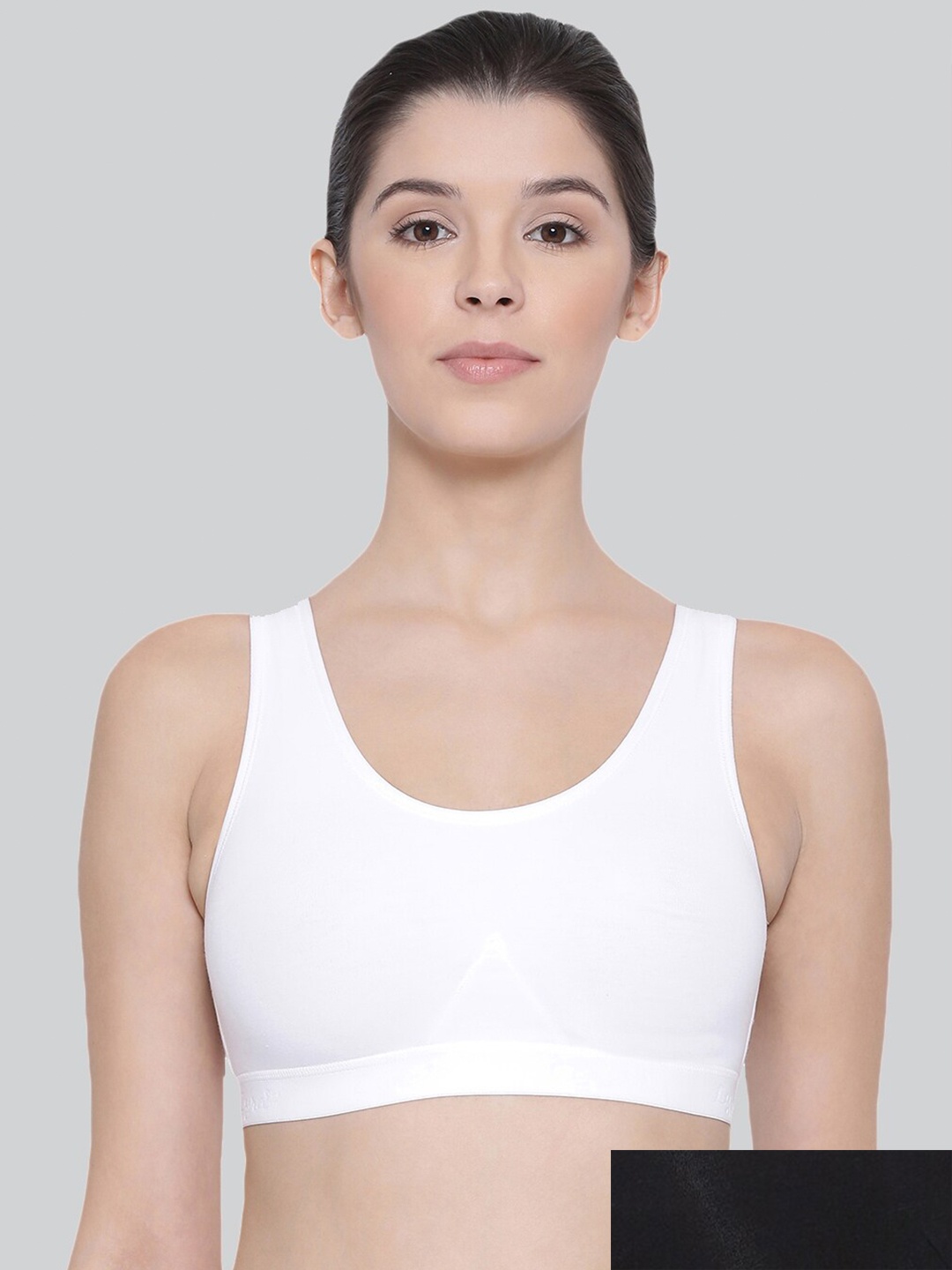 

LYRA Pack Of 2 Combed Cotton Sweat Absorbent Stretchable Sports Bra, White