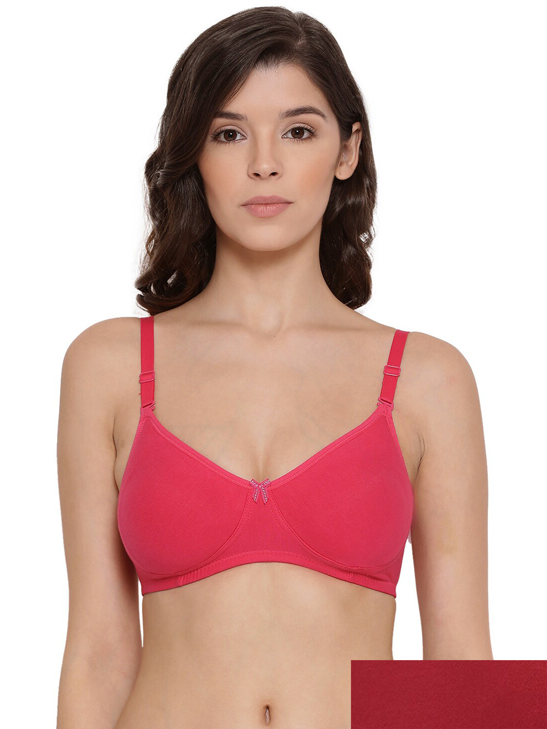 

LYRA Pack Of 2 Combed Cotton Wirefree Secret Support Bra with Detachable Strap, Pink