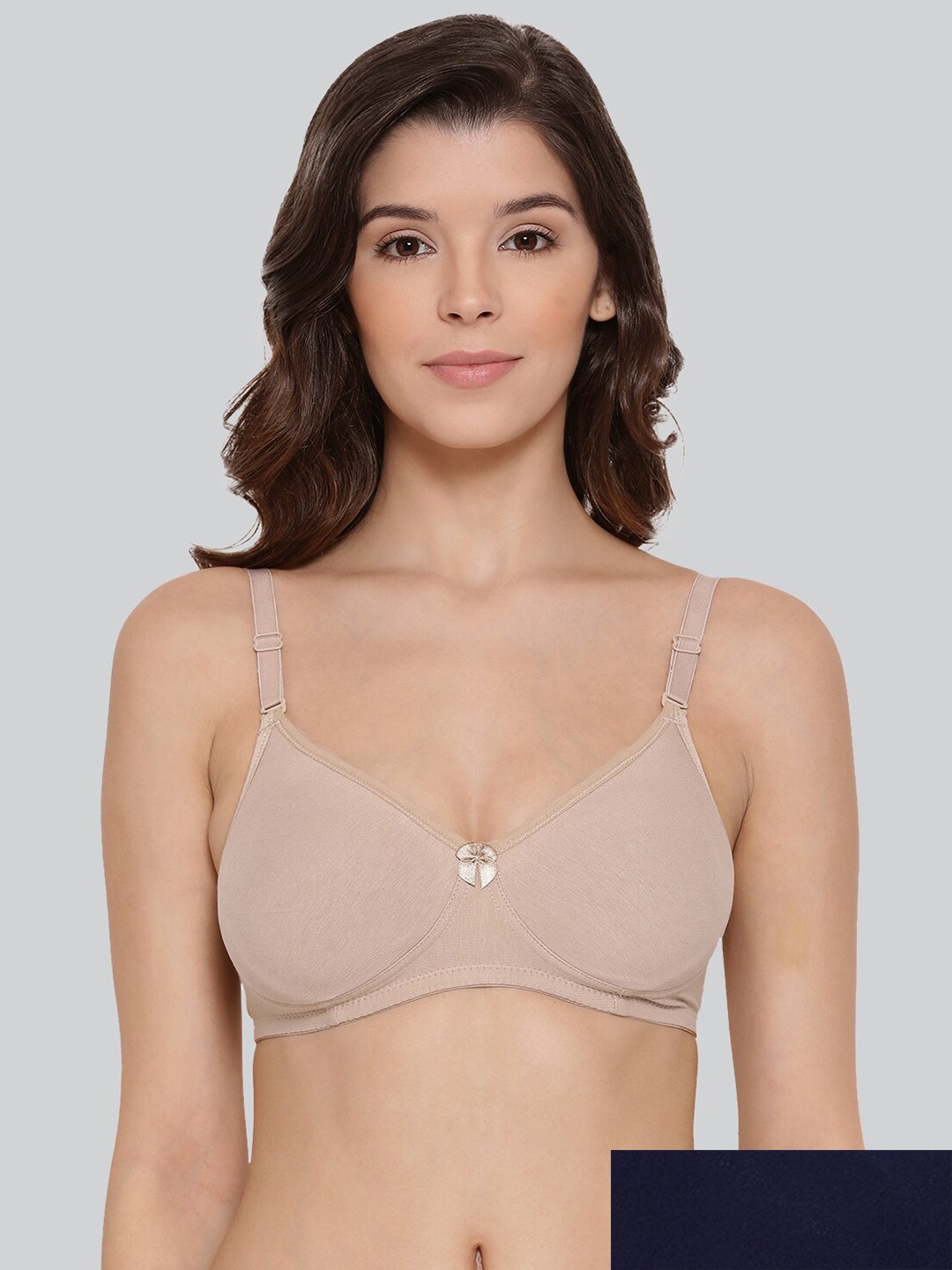 

LYRA Pack Of 2 Combed Cotton Wirefree Secret Support Bra with Detachable Strap, Beige