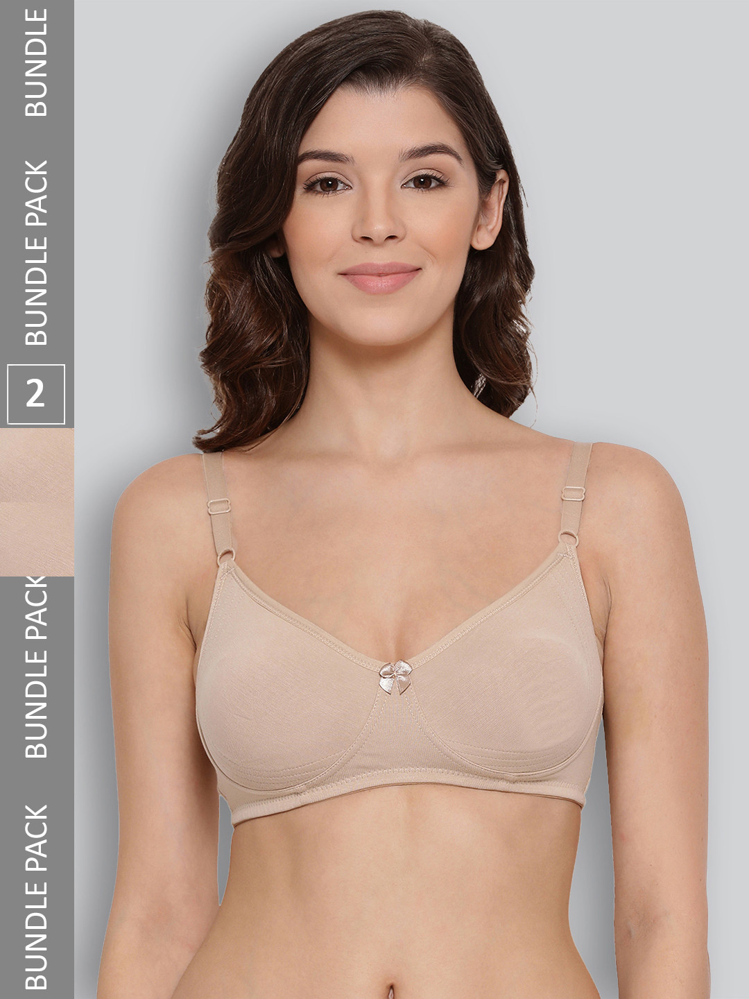 

LYRA Pack Of 2 Combed Cotton Seamless Moulded Encircled Bra, Beige