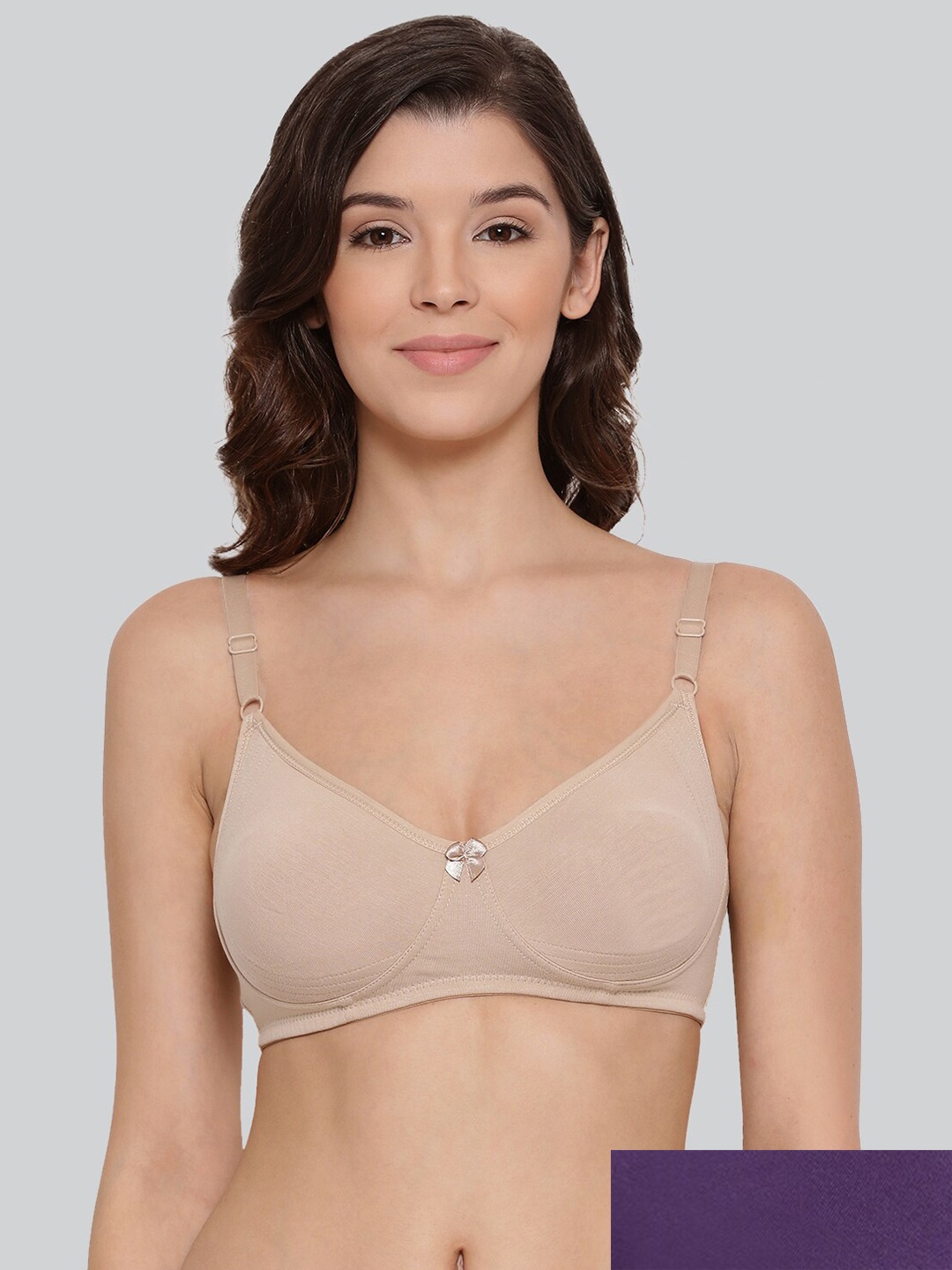 

LYRA Pack Of 2 Combed Cotton Seamless Moulded Encircled Bra, Beige