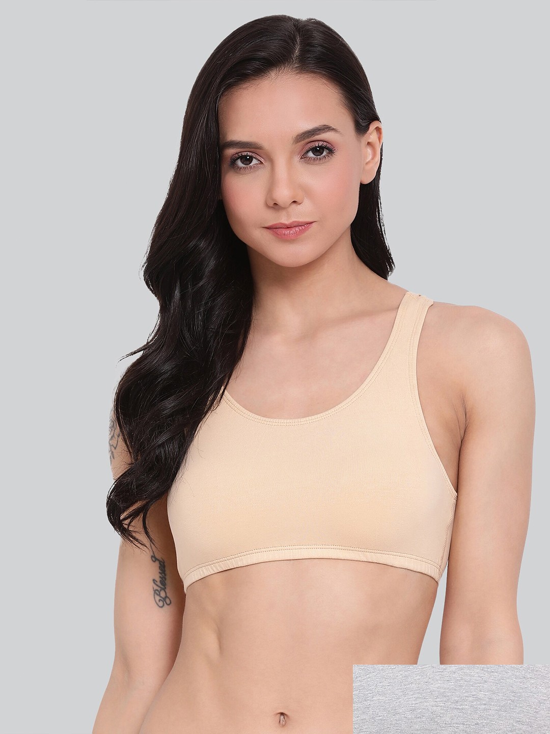 

LYRA Pack Of 2 Cotton Spandex Beginner Bra with 4 way Stretch, Cream