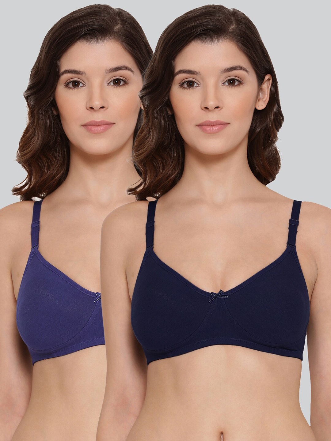 

LYRA Pack Of 2 Combed Cotton Wirefree Secret Support Bra with Detachable Strap, Blue