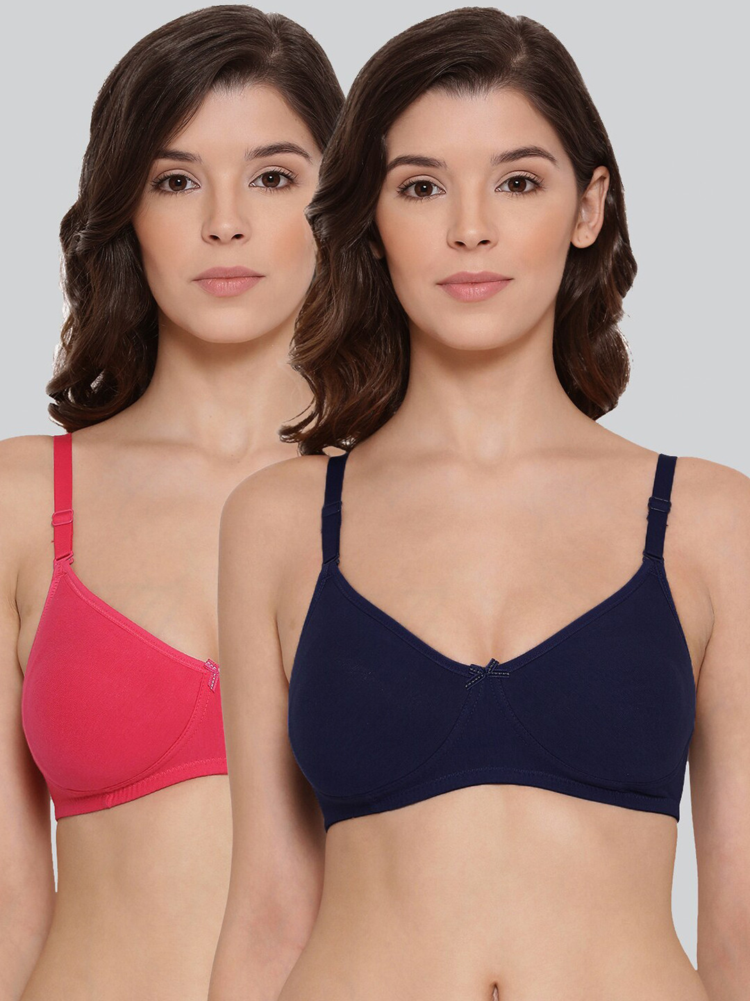 

LYRA Pack Of 2 Combed Cotton Wirefree Secret Support Bra with Detachable Strap, Navy blue