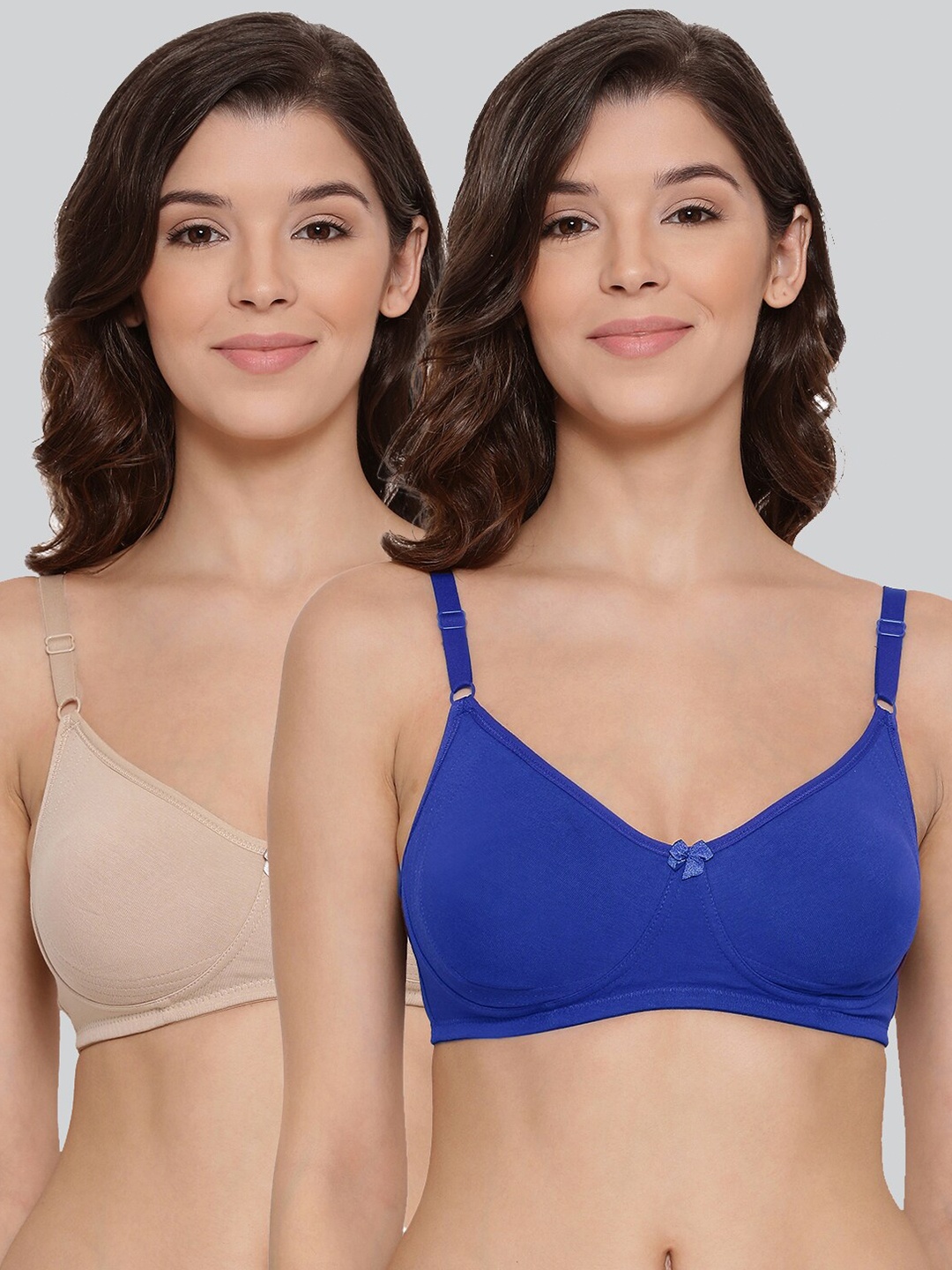 

LYRA Pack Of 2 Combed Cotton Seamless Moulded Encircled Bra, Blue
