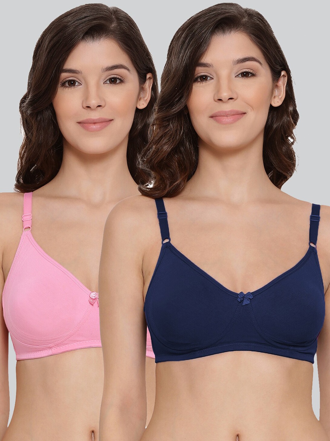 

LYRA Pack Of 2 Combed Cotton Seamless Moulded Encircled Bra, Navy blue