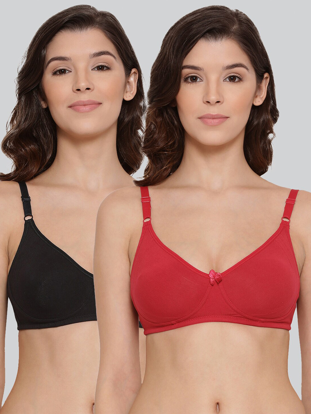

LYRA Pack Of 2 Combed Cotton Seamless Moulded Encircled Bra, Red
