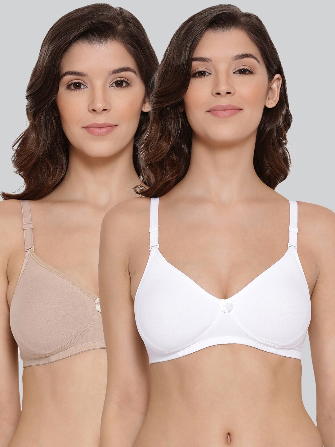 

LYRA Pack Of 2 Combed Cotton Wirefree Secret Support Bra with Detachable Strap, White