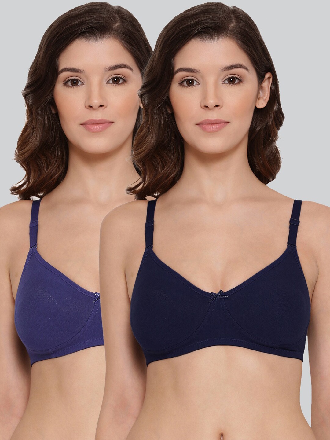 

LYRA Women Pack of 2 Blue & Black Non Padded Combed Cotton Bra
