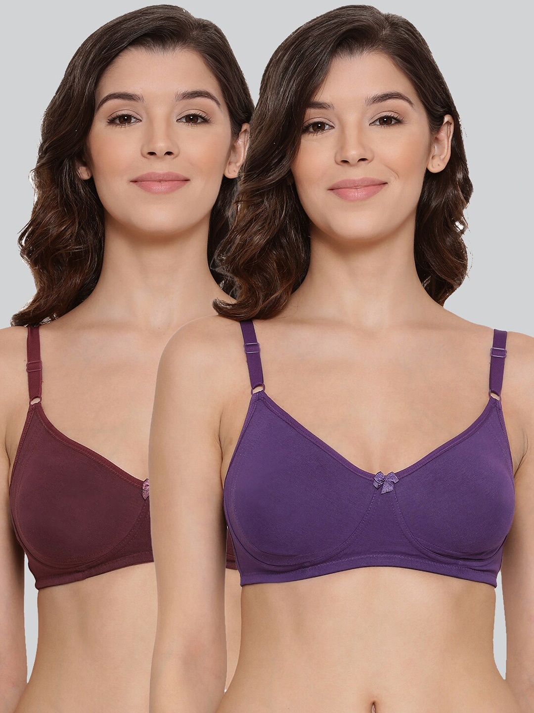 

LYRA Pack Of 2 Combed Cotton Seamless Moulded Encircled Bra, Purple