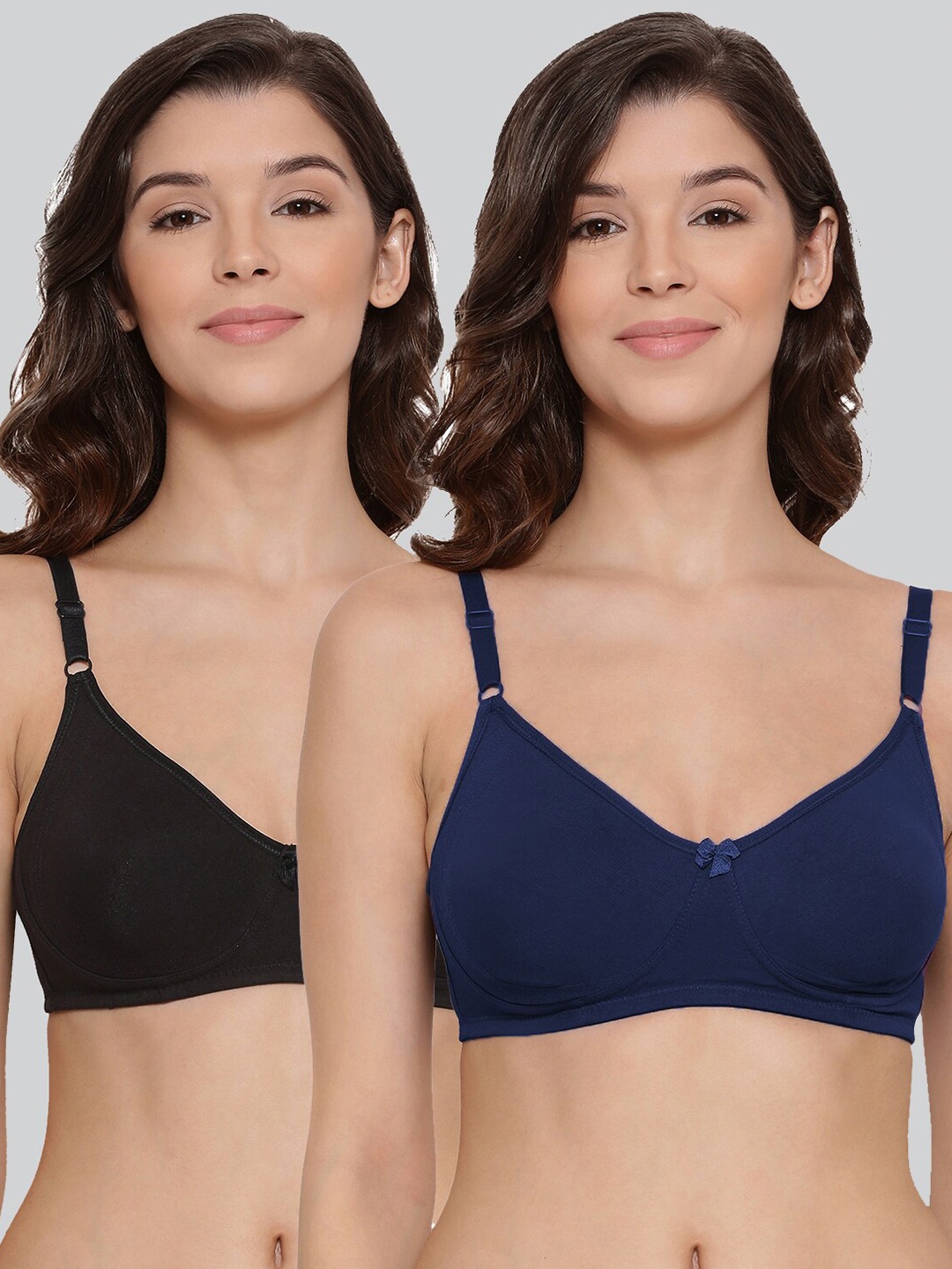 

LYRA Pack Of 2 Combed Cotton Seamless Moulded Encircled Bra, Blue