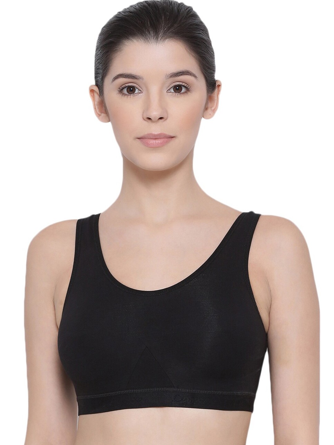 

LYRA Black Combed Cotton Sweat Absorbent Stretchable Sports Bra