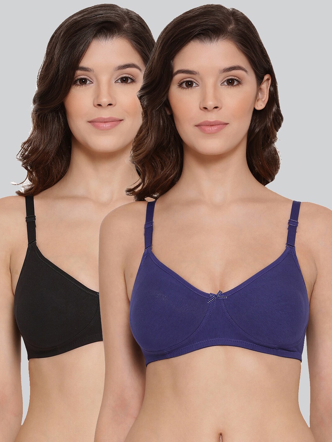 

LYRA Pack Of 2 Combed Cotton Wirefree Secret Support Bra with Detachable Strap, Black