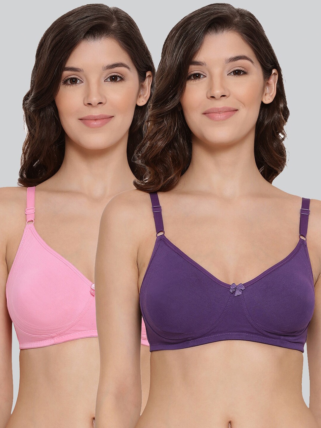 

LYRA Pack Of 2 Combed Cotton Seamless Moulded Encircled Bra, Purple
