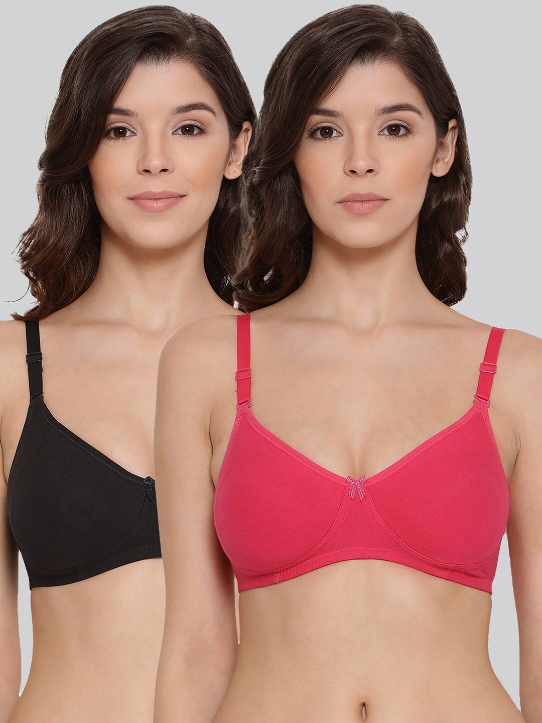 

LYRA Pack Of 2 Combed Cotton Wirefree Secret Support Bra with Detachable Strap, Red