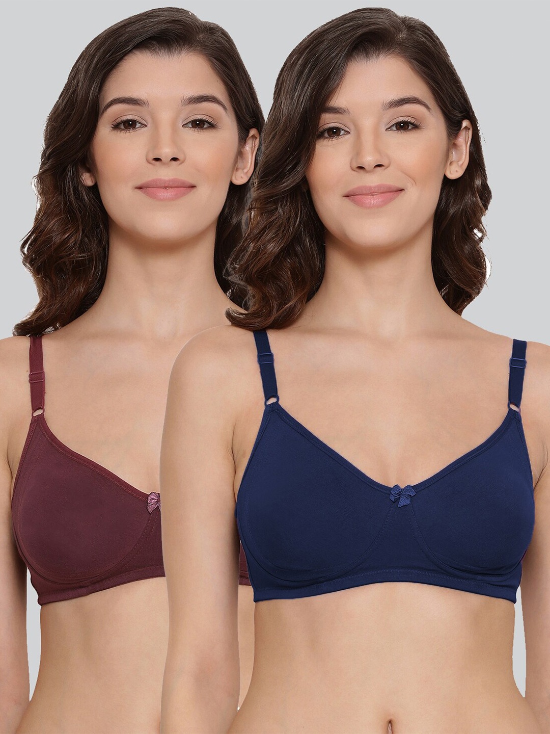 

LYRA Pack Of 2 Combed Cotton Seamless Moulded Encircled Bra, Navy blue