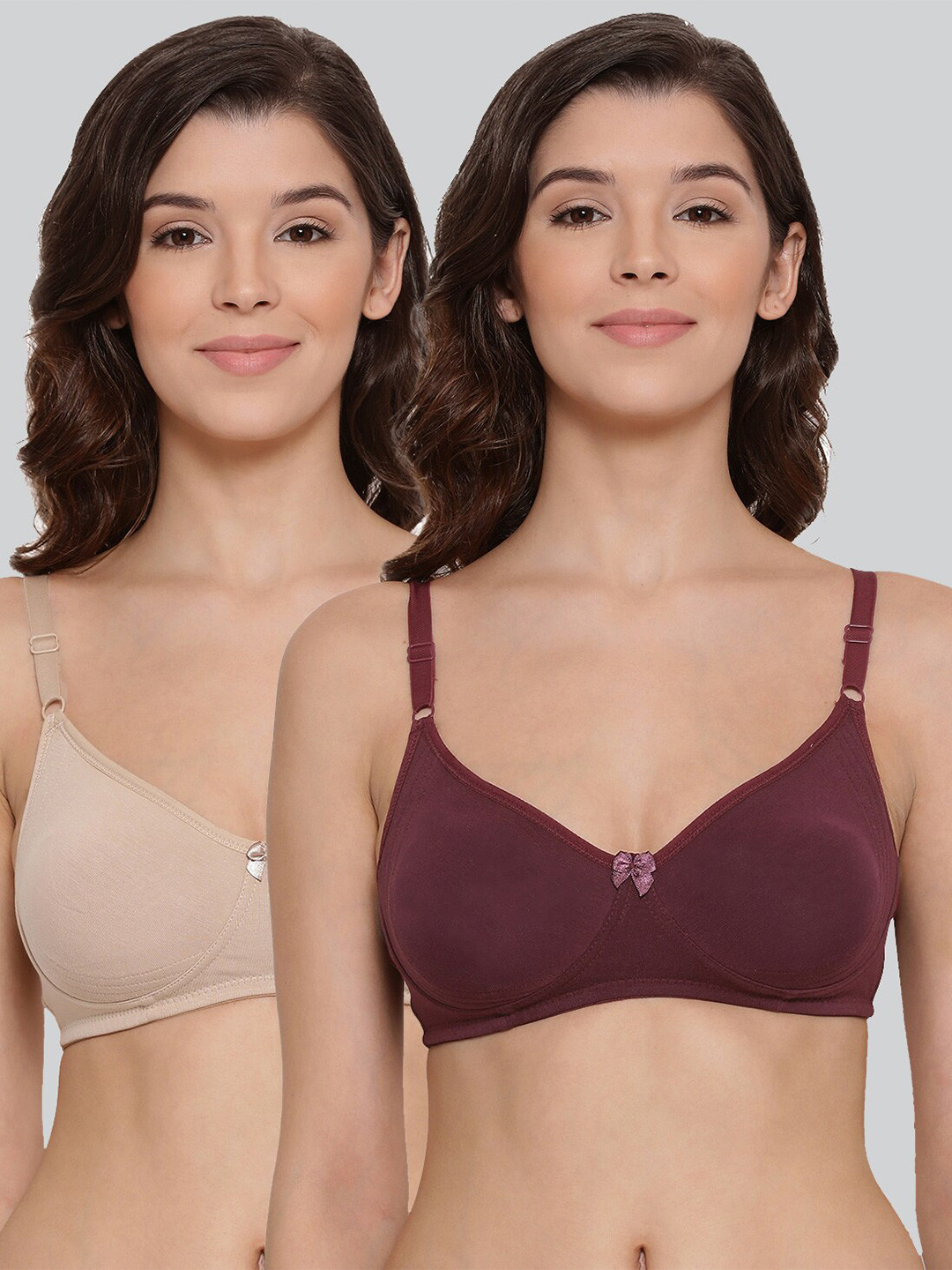 

LYRA Pack Of 2 Combed Cotton Seamless Moulded Encircled Bra, Maroon