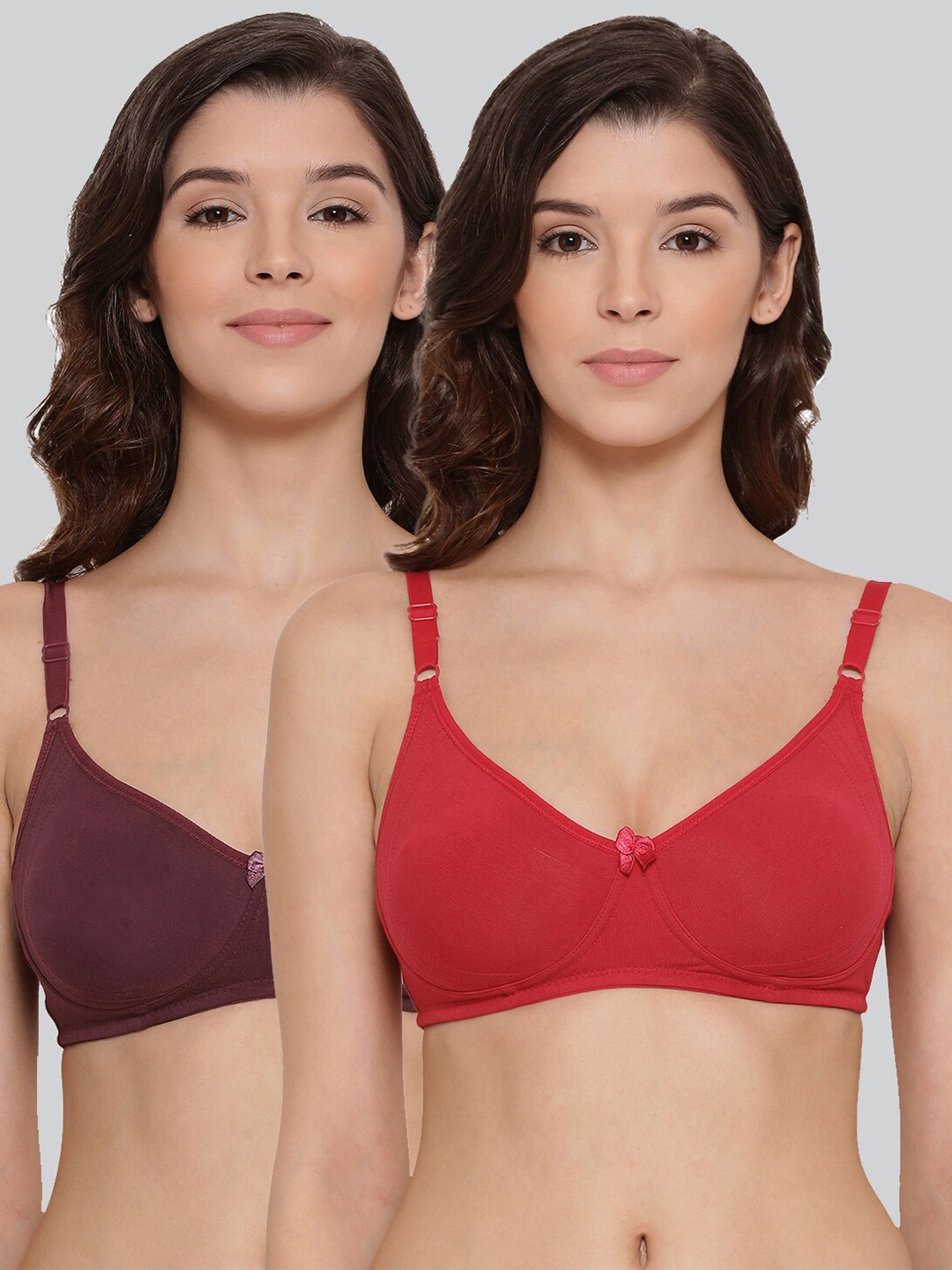 

LYRA Pack Of 2 Combed Cotton Seamless Moulded Encircled Bra, Red
