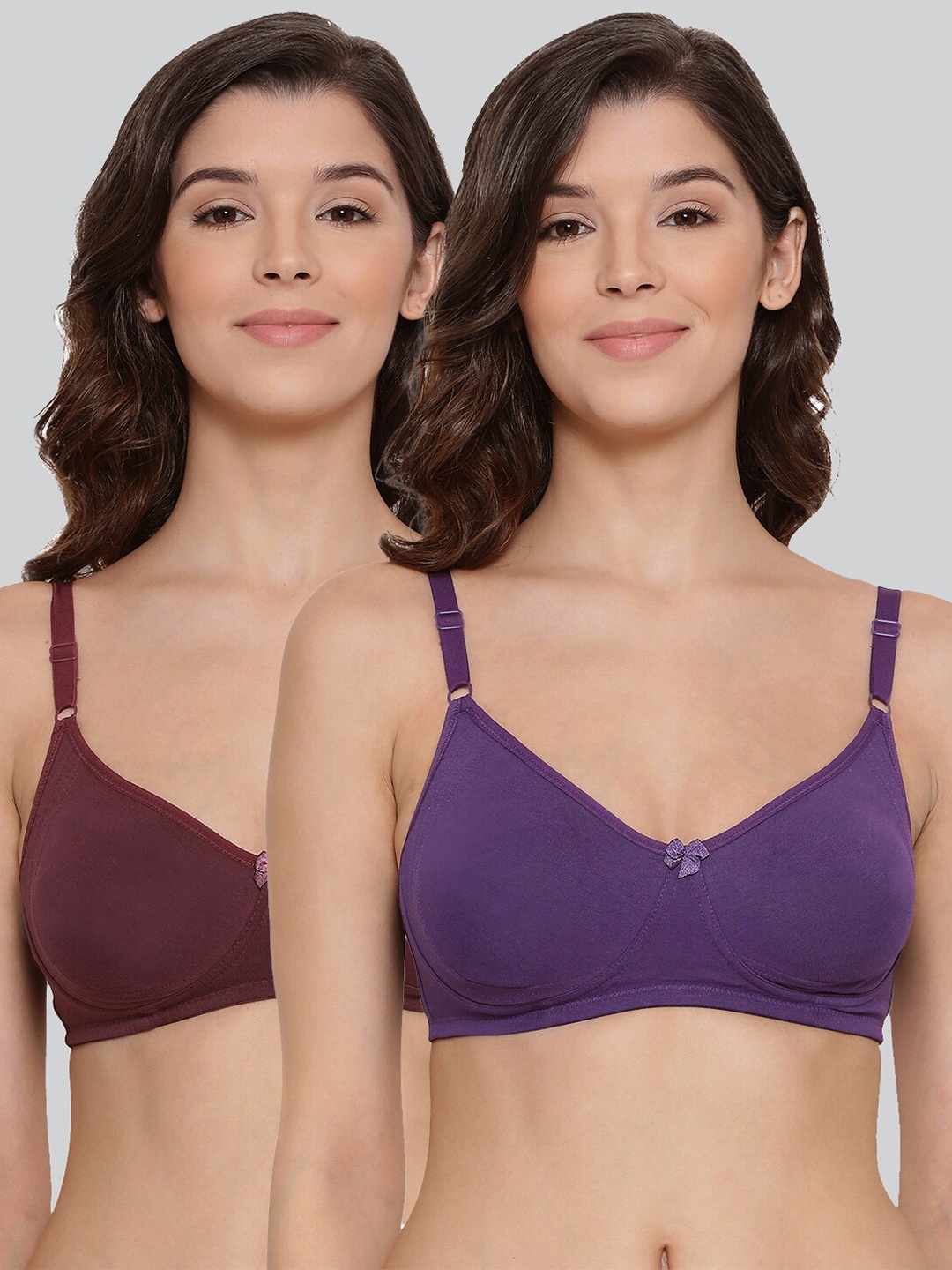 

LYRA Pack Of 2 Combed Cotton Seamless Moulded Encircled Bra, Purple