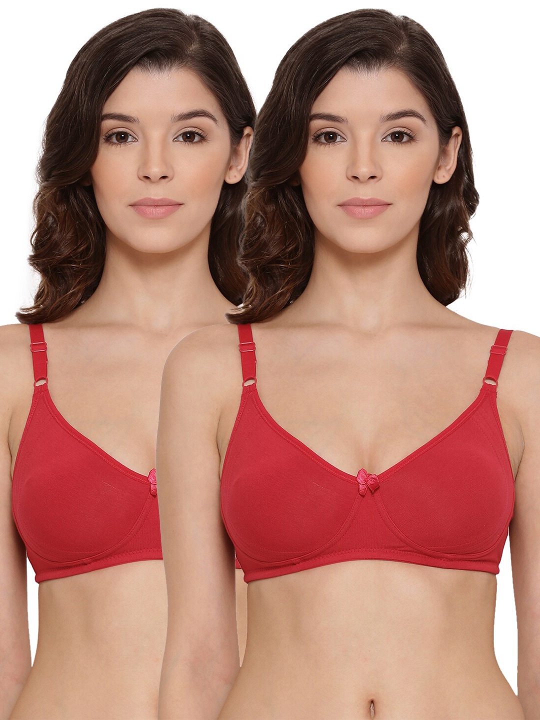 

LYRA Pack Of 2 Combed Cotton Seamless Moulded Encircled Bra, Red