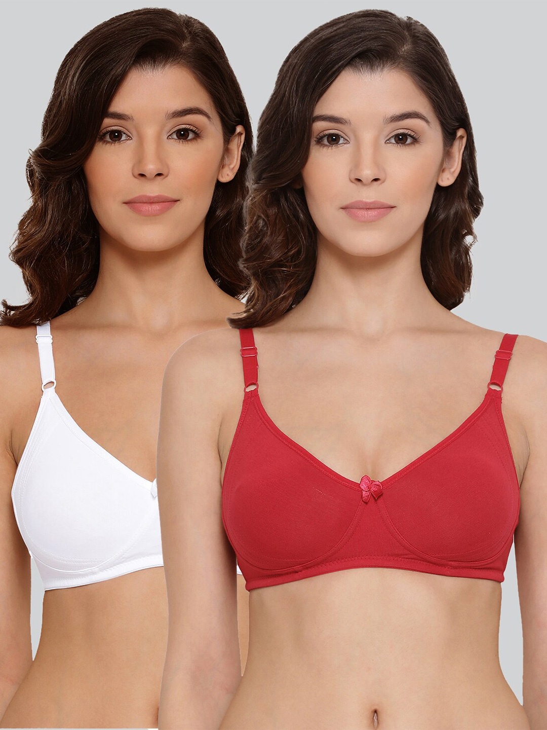 

LYRA Pack Of 2 Combed Cotton Seamless Moulded Encircled Bra, Red