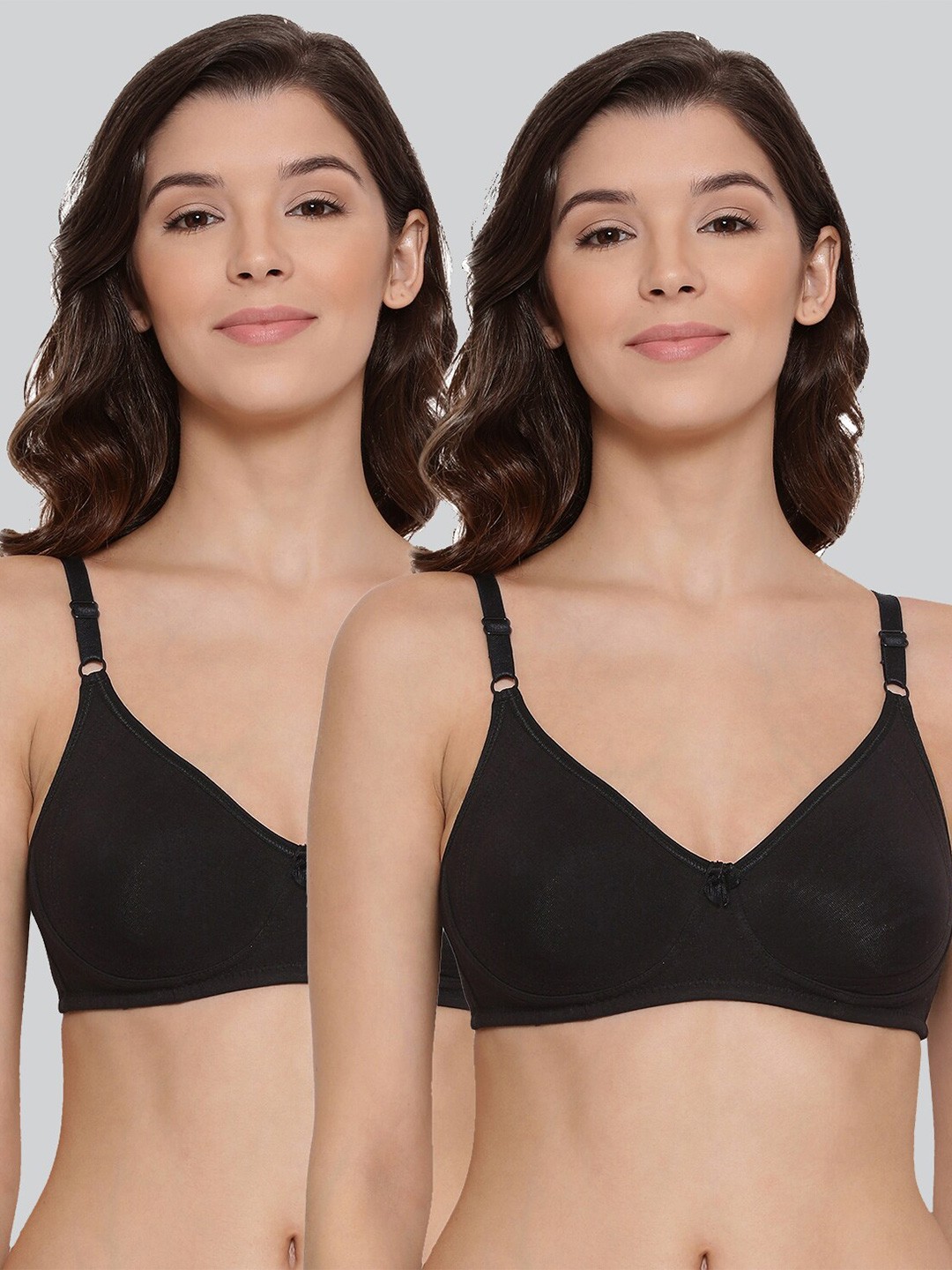 

LYRA Pack Of 2 Combed Cotton Seamless Moulded Encircled Bra, Black
