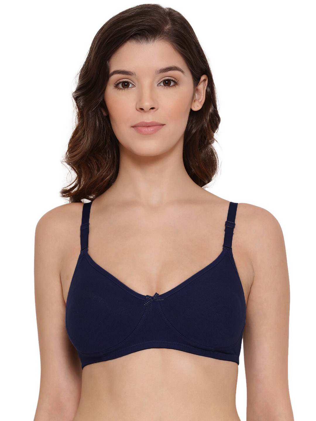 

LYRA Combed Cotton Wirefree Secret Support Bra with Detachable Strap, Navy blue