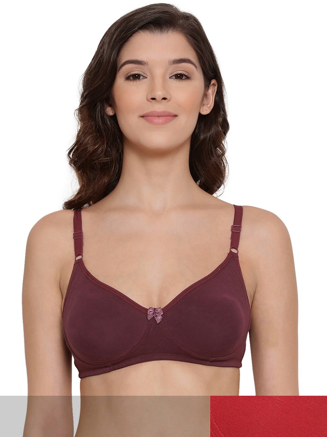 

LYRA Pack Of 2 Combed Cotton Seamless Moulded Encircled Bra, Red