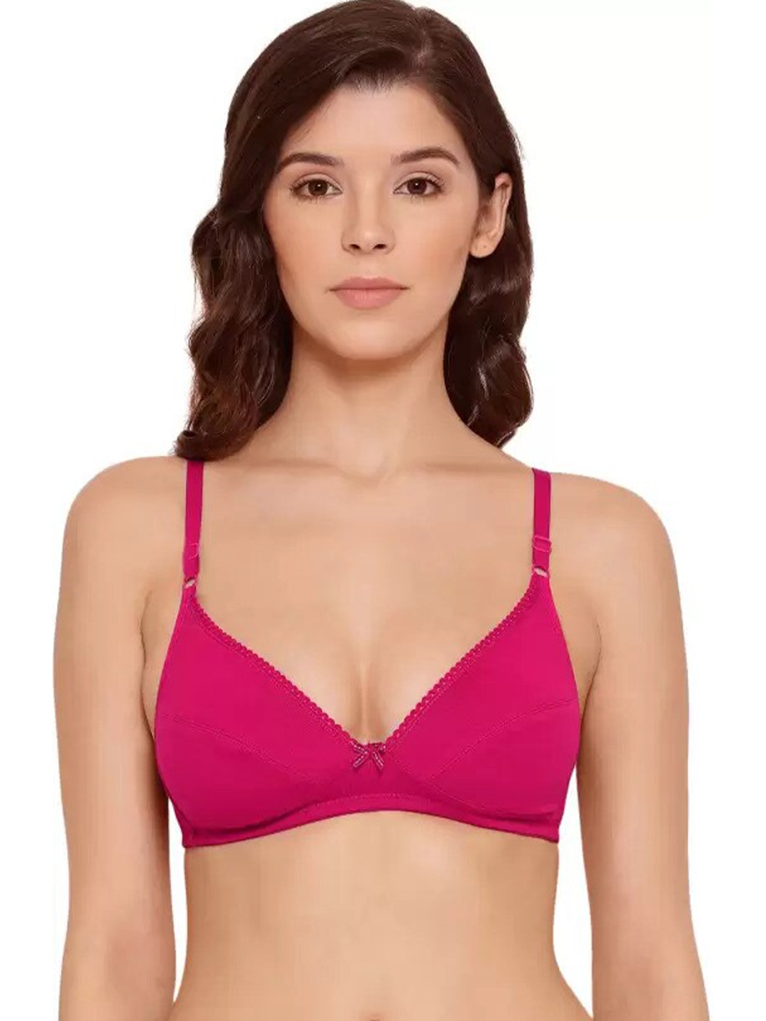

LYRA Premium Cotton Plunge Neck Comfort Bra, Fuchsia