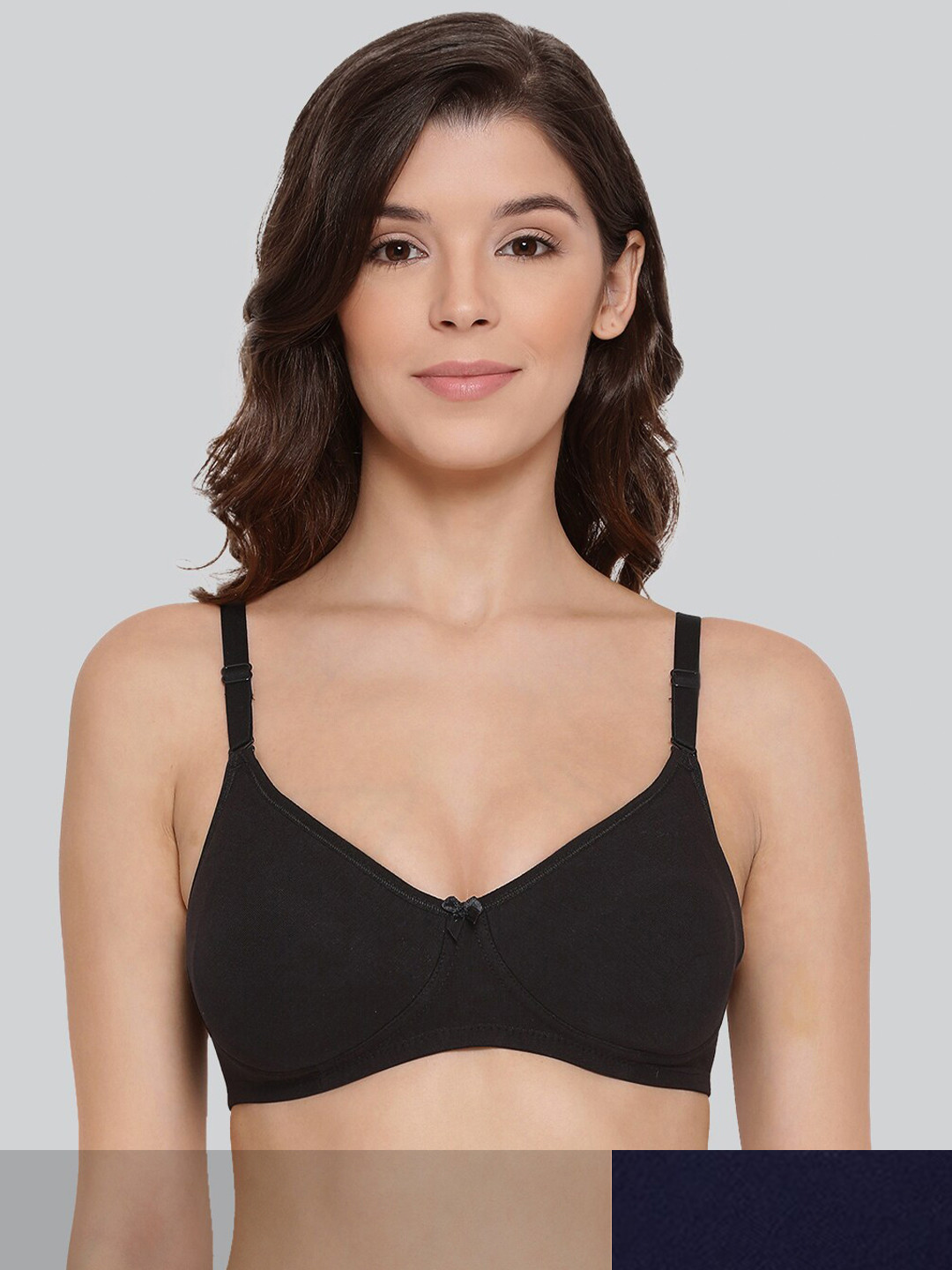 

LYRA Pack Of 2 Combed Cotton Wirefree Secret Support Bra with Detachable Strap, Black