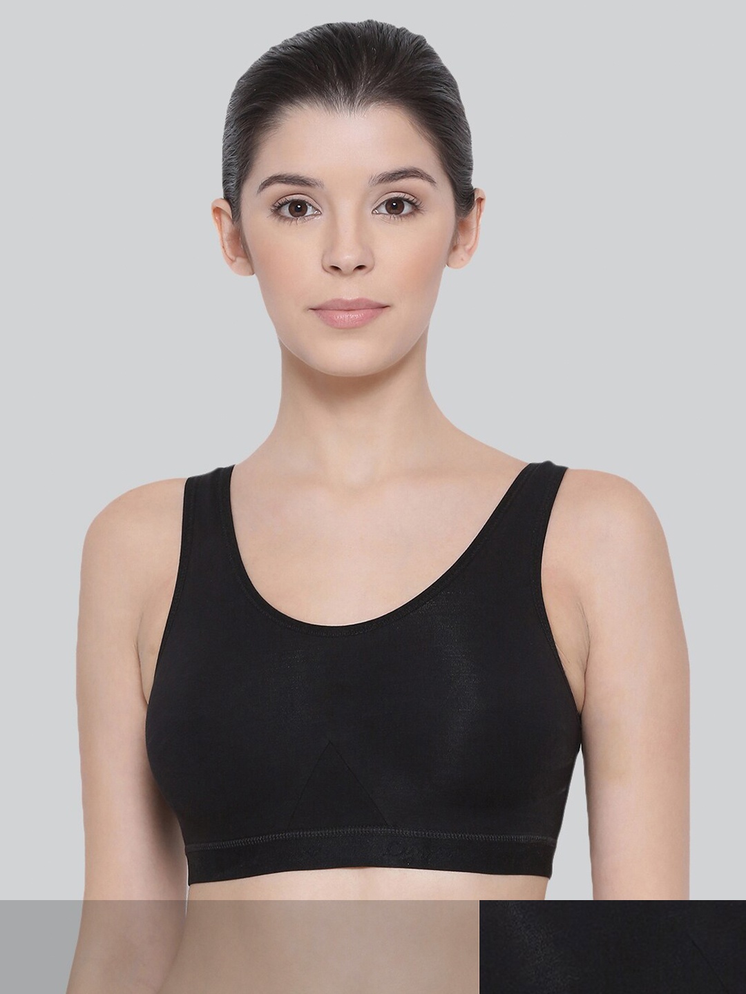 

LYRA Pack Of 2 Combed Cotton Sweat Absorbent Stretchable Sports Bra, Black