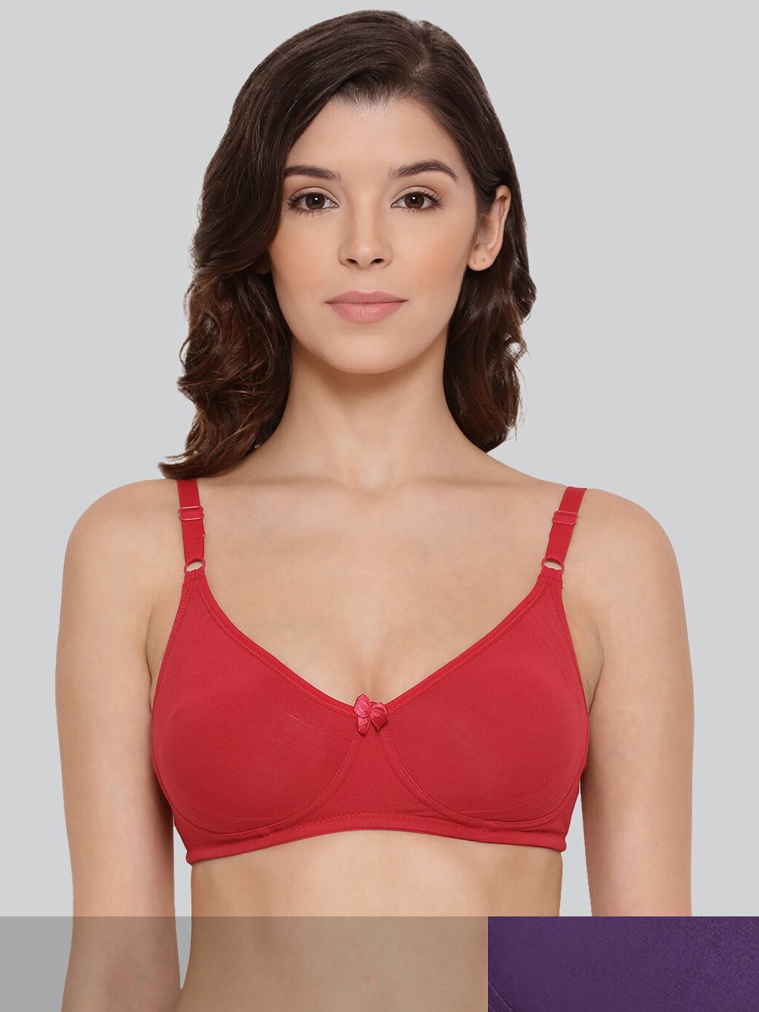 

LYRA Pack Of 2 Combed Cotton Seamless Moulded Encircled Bra, Red