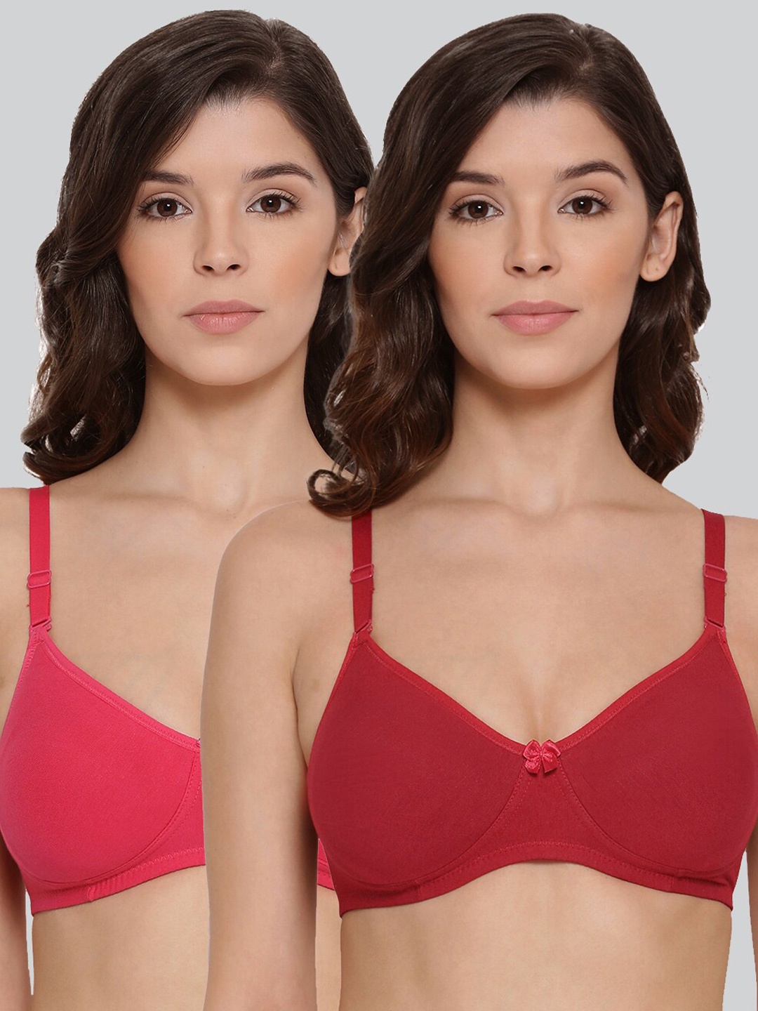 

LYRA Pack Of 2 Combed Cotton Wirefree Secret Support Bra with Detachable Strap, Fuchsia